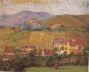 Egon Schiele Village with Mountain (mk12) Germany oil painting reproduction